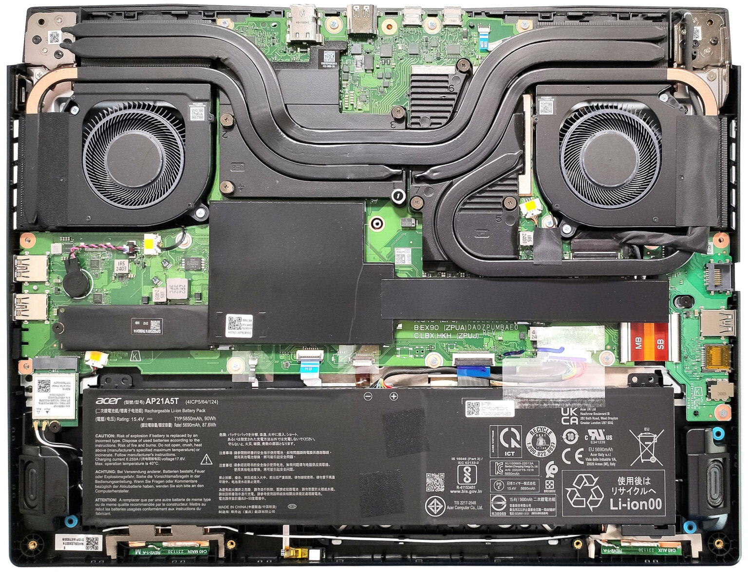 Internal Photo of Acer Nitro 16 AN16-41 AN16-42 4-Zone RGB Backlit US keyboard (ACER AN16-42)