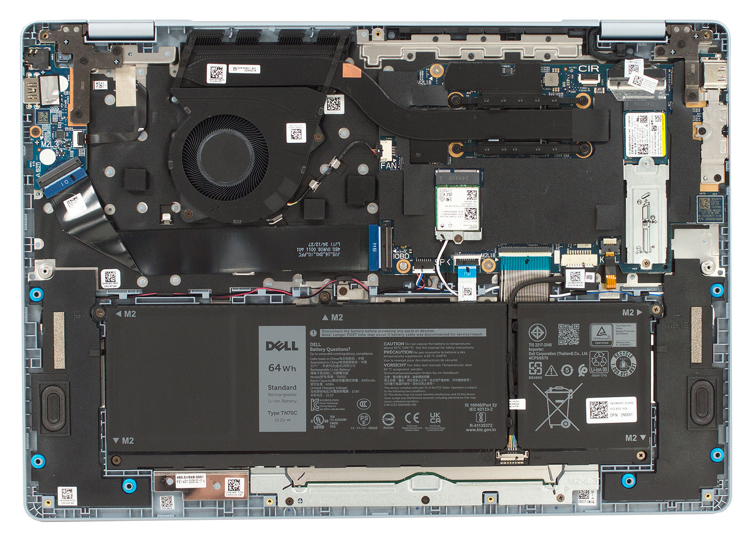 Internal Photo of Dell Inspiron 16 5640, Inspiron 16 5645, 16 PLUS DB16250, DB16255, gray backlit US keyboard (DELL DB16250)