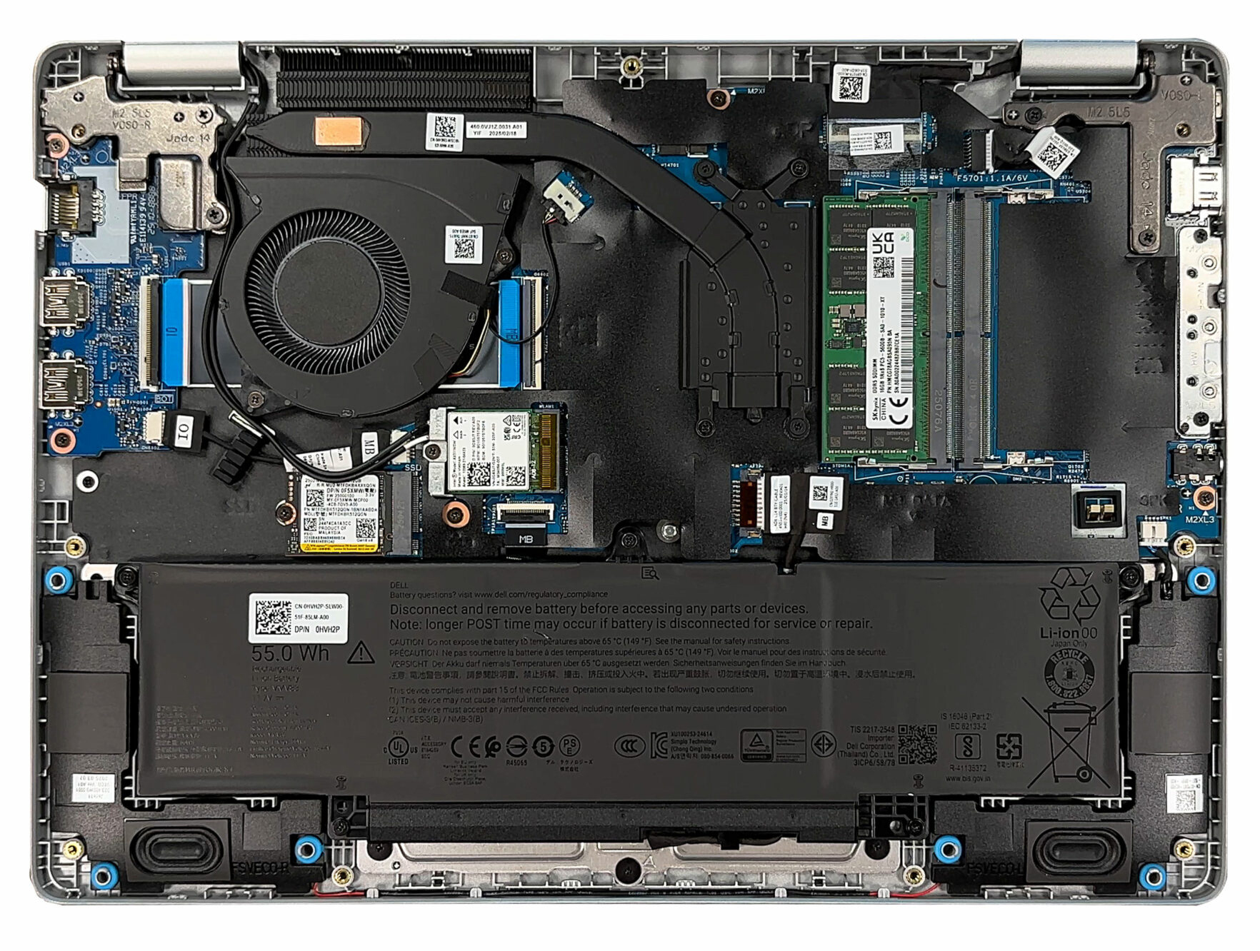 Internal Photo of Dell Pro 14 PC14250 PC14255 gray backlit US keyboard 0PJG7 0RW20C (PC14250)