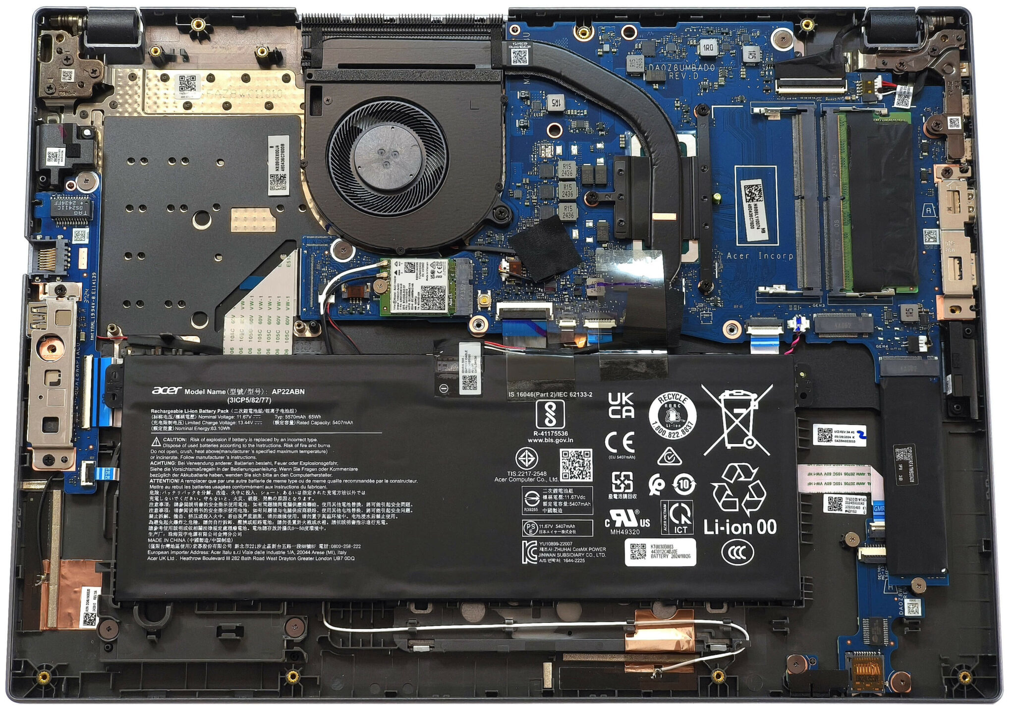 Internal Photo of Acer TravelMate P2 TMP216-51 Fan original (TMP216-51)